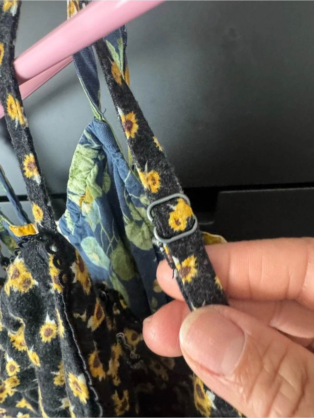 art class Girls Floral Tank Dresses in Black & Blue